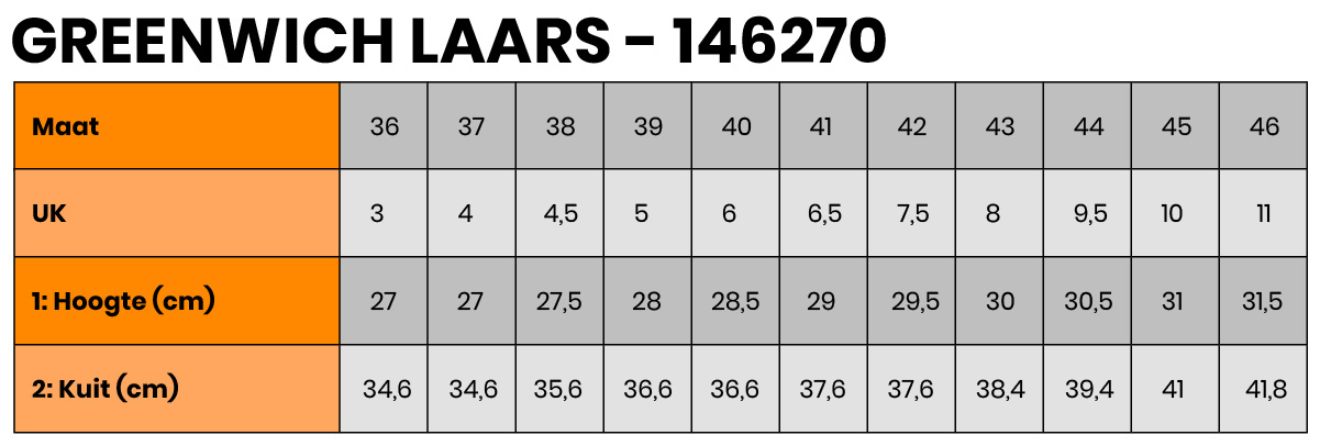 maattabel horka greenwich laarzen