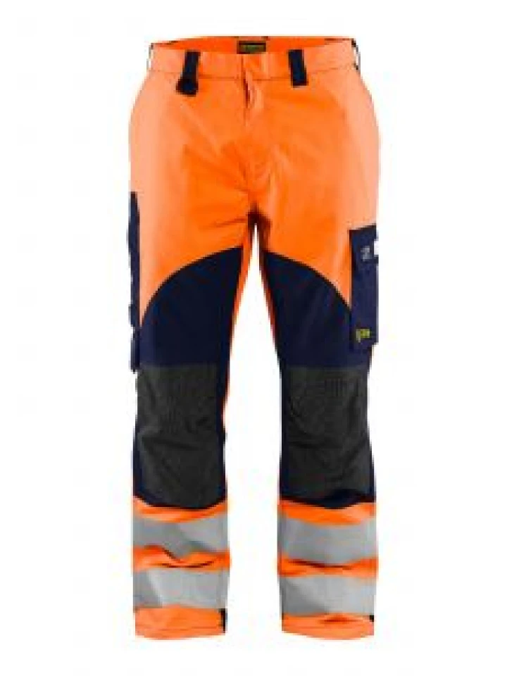 1588-1513 High Vis Work Trouser Fireproof 5389 Orange_Navy Blåkläder 71Workx Front