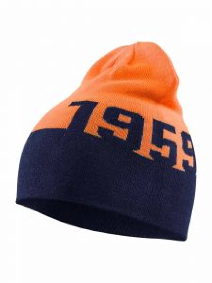 2057-0000 Childeren's Beanie - 8953 Navy Blue/ Orange - Blåkläder - front
