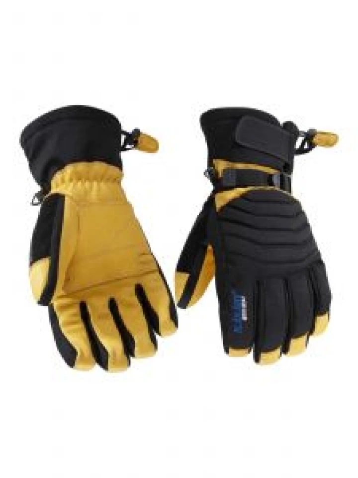 2283-3922 Work Gloves Lined Leather - 9933 Black/Vis Yellow - Blåkläder - front