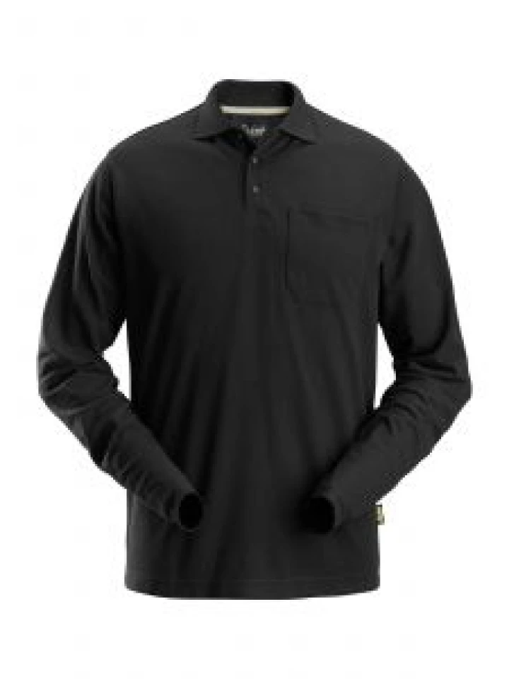 2608 Work Polo Long Sleeve Snickers Black 0400 71Workx Front

