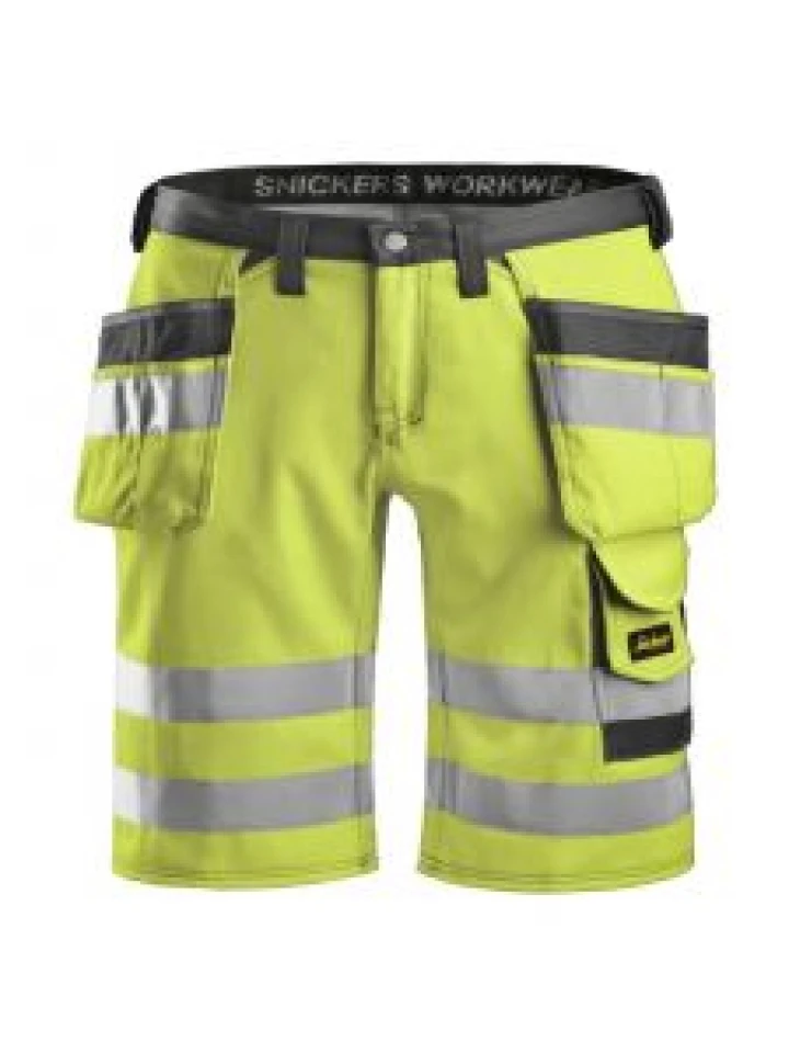 Snickers 3033 High-Vis Holster Pocket Shorts, Class 1 - High Vis Yellow/Muted Black