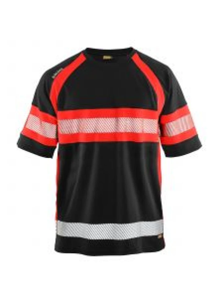 UV Polo Shirt High Vis 3337 Zwart/High Vis Rood - Blåkläder