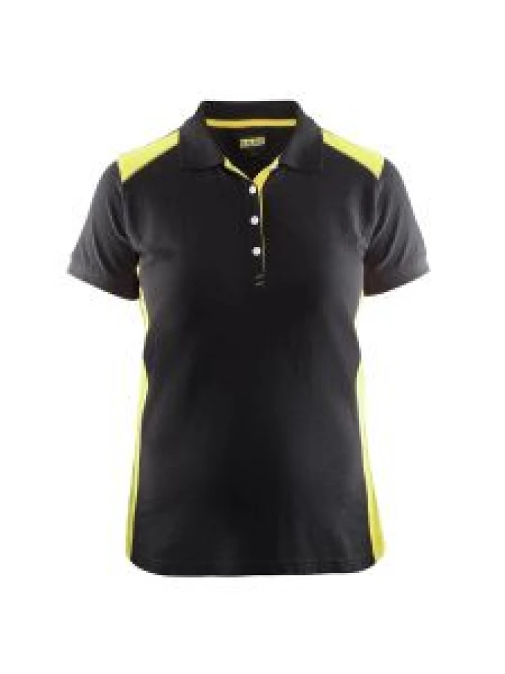 Blåkläder 3390-1050 Women's Pique Polo Shirt - Black/High Vis Yellow
