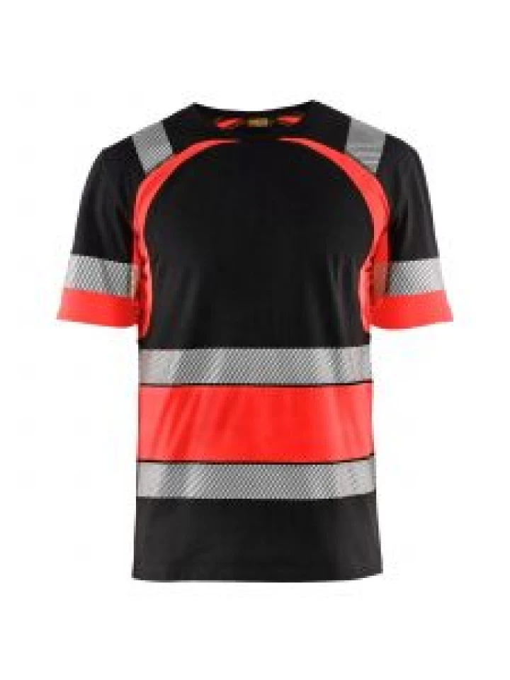 High Vis T-shirt 3421 Zwart/High Vis Rood - Blåkläder