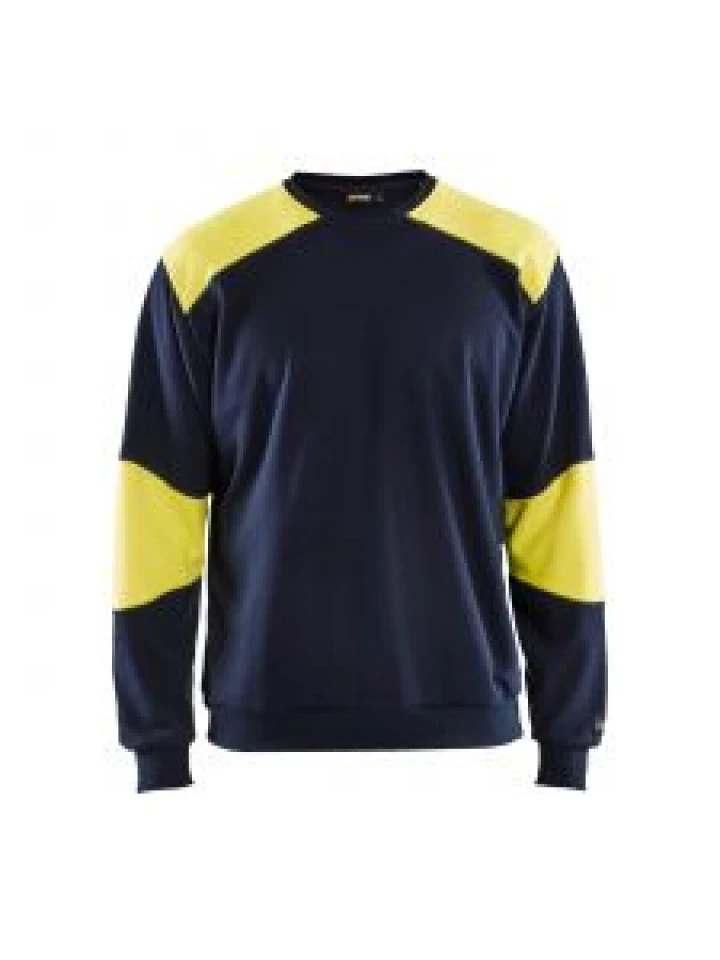Flame Retardant Sweatshirt 3458 Marine/High Vis Geel - Blåkläder