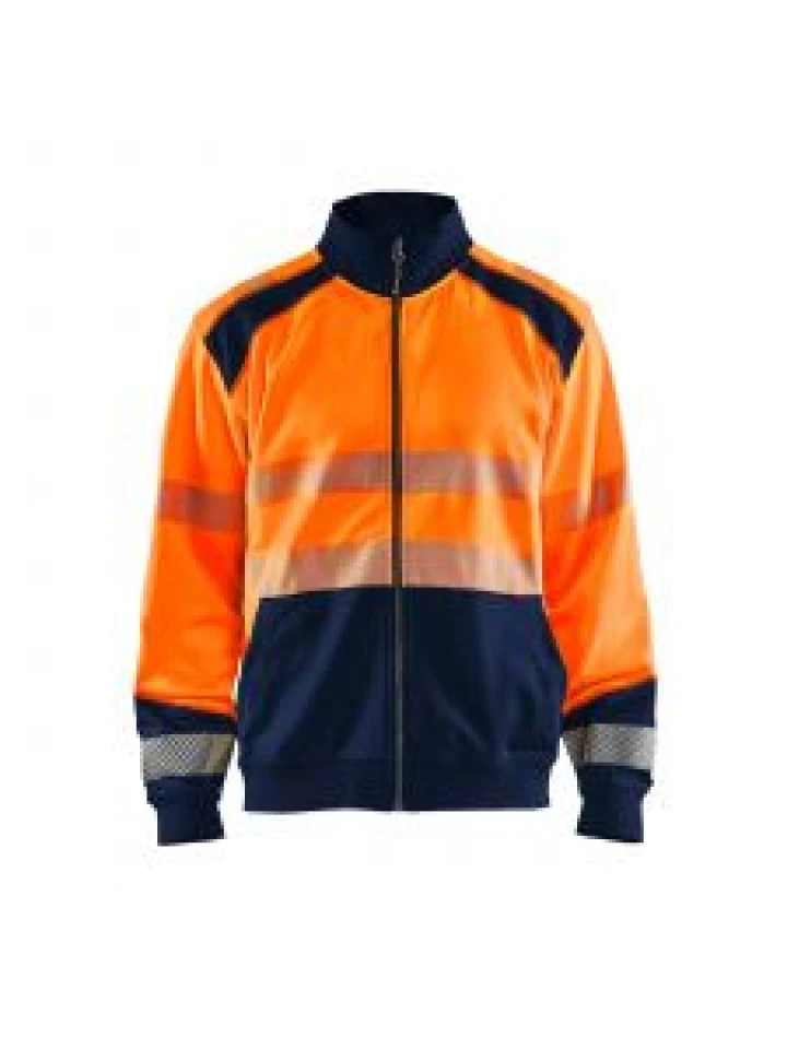 High Vis Sweatshirt With Full Zip 3558 High Vis Oranje/Marine - Blåkläder