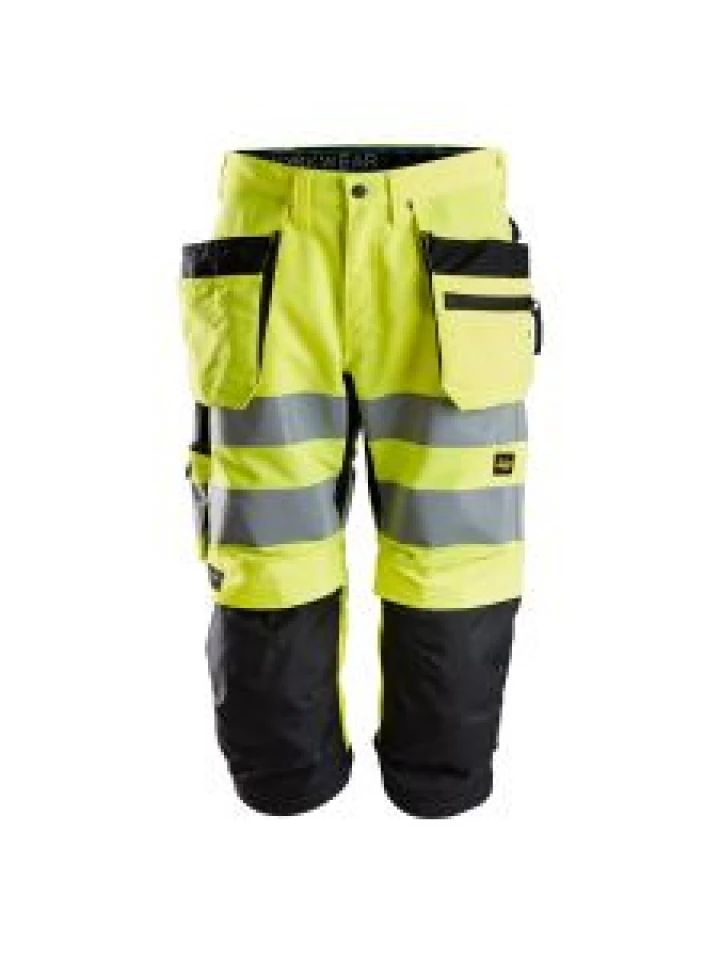 Snickers 6134 LiteWork High-Vis Pirate Work Trousers with Holster Pockets Class 2 - High Vis Yellow