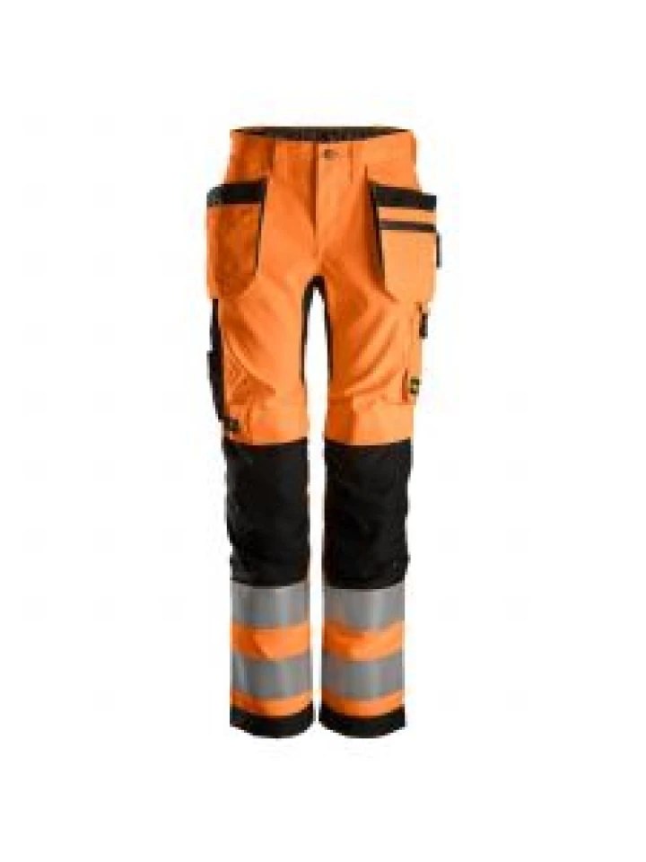 Snickers 6730 AllroundWork, Women's High-Vis Work Trousers+ Holster Pockets, Class 2 - Orange/Black
