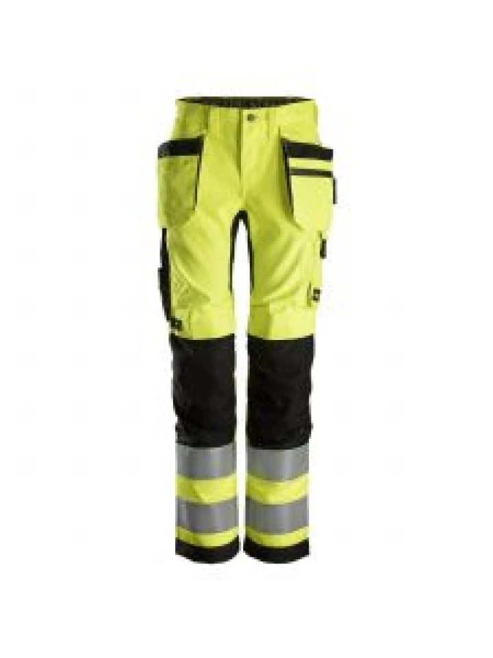 Snickers 6730 AllroundWork, Women's High-Vis Work Trousers+ Holster Pockets, Class 2 - Yellow/Black