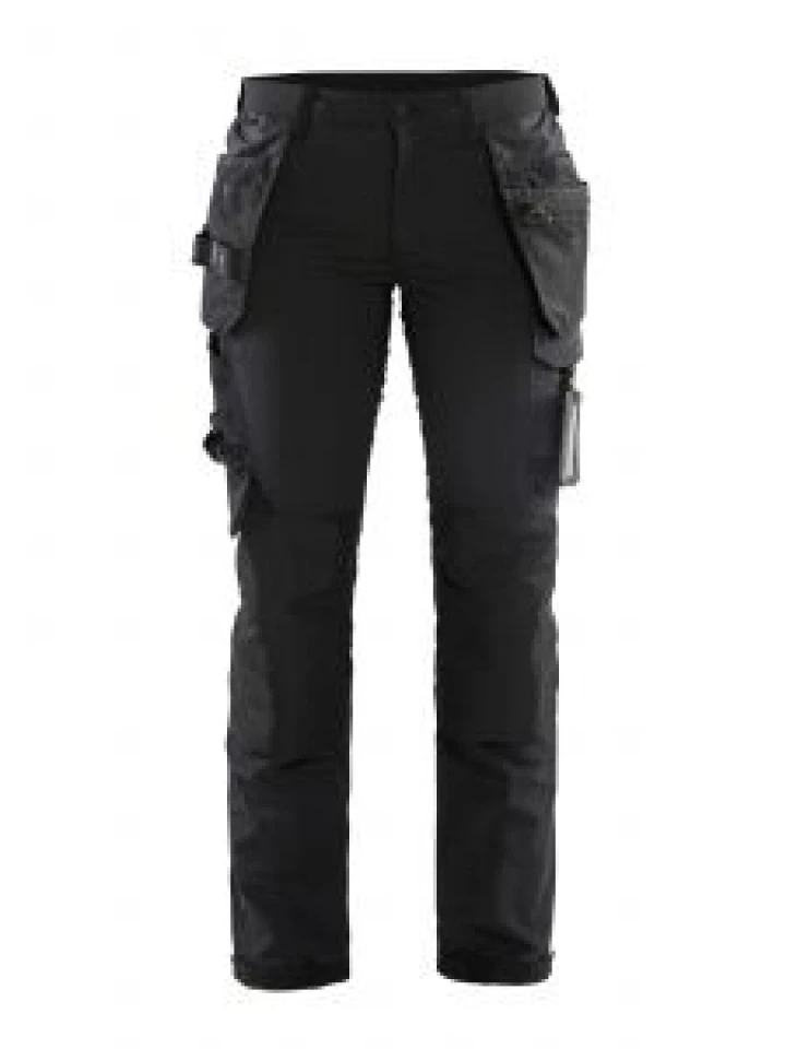 7192-1645 Women's Work Trousers 4-way stretch - Blåkläder - black/dark grey - front 
