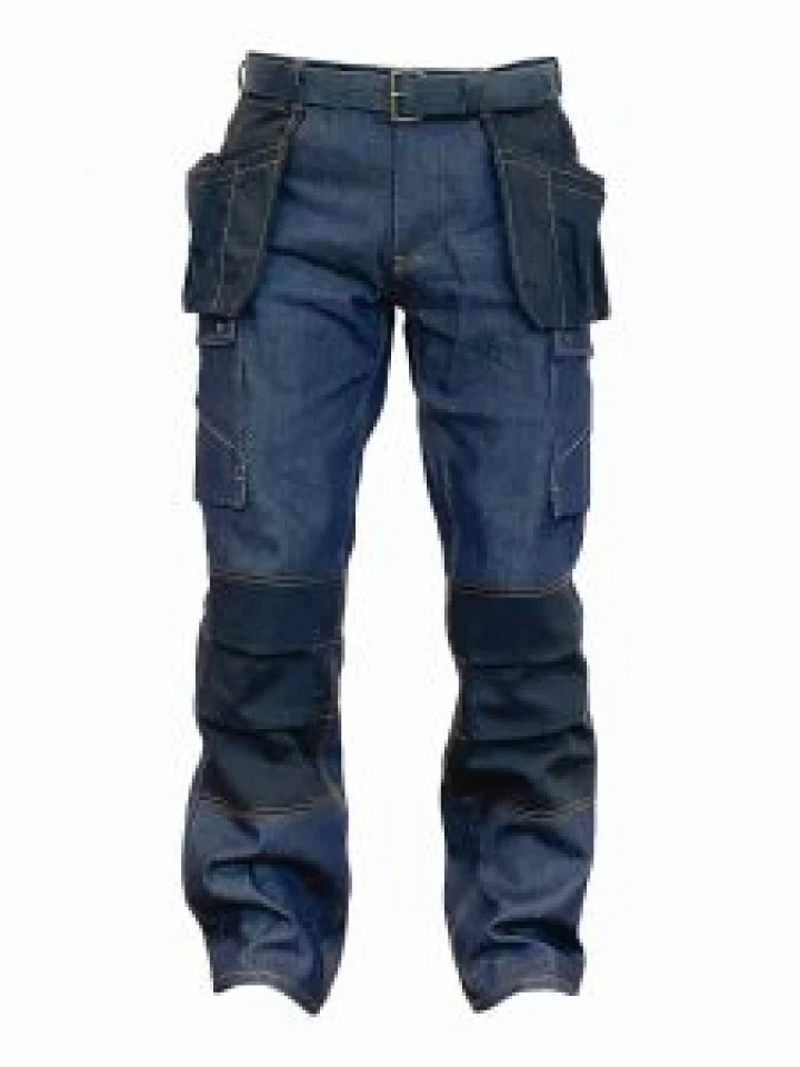 Plus® Roy Raw Denim Jeans with Multi-Pockets, Cordura Knee Area and Nail Pockets