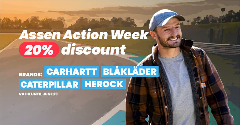 Assen week promotion: 20% discount on A-brand workwear