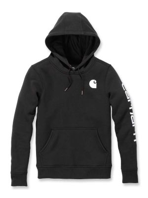 102791 Women′s Hoodie with Sleeve Logo - Black 001 - Carhartt - front
