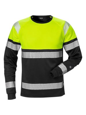 Fristads High Vis Long Sleeve T-shirt Class 1 7519 THV 71workx yellow Black 129513-196 front Fristads High Vis Long Sleeve T-shirt Class 1 7519 THV 71workx yellow Black 129513-196 front