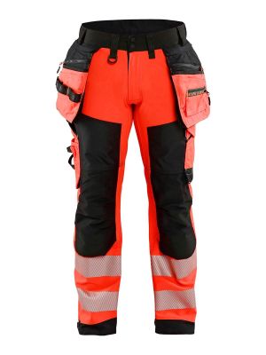 1820-2513 Work Trousers Softshell Blåkläder High Vis Red Black 5599 71workx Front