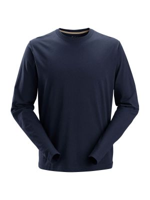 2496 Work T-shirt Long-Sleeve Snickers Navy 9500 71workx front