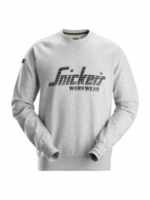 2892 Work Sweater Logo Snickers Grey Melange 2800 71workx front 2892 Work Sweater Logo Snickers Grey Melange 2800 71workx front
