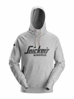 2894 Work Hoodie Logo Snickers Grey Melange 2800 71workx front 2894 Work Hoodie Logo Snickers Grey Melange 2800 71workx front