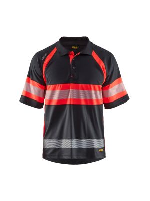 UV Polo Shirt High Vis Class 1 3338 Zwart/High Vis Rood - Blåkläder UV Polo Shirt High Vis Class 1 3338 Zwart/High Vis Rood - Blåkläder
