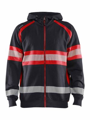35521158 High Vis Work Hoodie Class 1 Black Red 9955 Blåkläder 71workx front