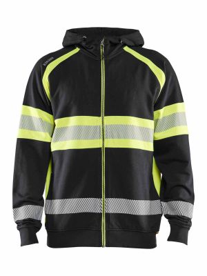 35521158 High Vis Work Hoodie Class 1 Black Yellow 9933 Blåkläder 71workx front