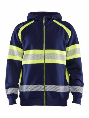 35521158 High Vis Work Hoodie Class 1 Navy Yellow 8933 Blåkläder 71workx front