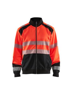 High Vis Sweatshirt With Full Zip 3558 High Vis Rood/Zwart - Blåkläder