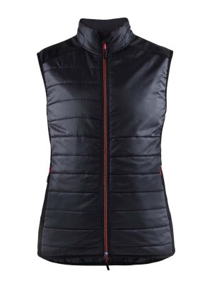 38642030 Women's Work Vest Warm Lined Black Red 9956 Blåkläder 71workx front