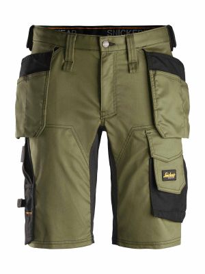 6141 Work Shorts Holster Pockets Stretch Allroundwork Snickers Khaki Green Black 3104 71workx front 6141 Work Shorts Holster Pockets Stretch Allroundwork Snickers Khaki Green Black 3104 71workx front