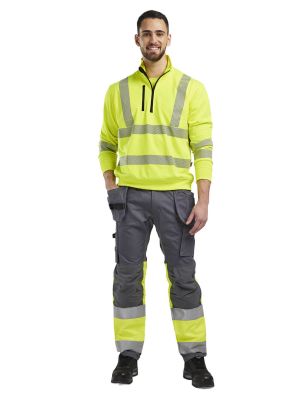 Blåkläder 3564 High Vis Work Sweater Class 2/3 Half Zip