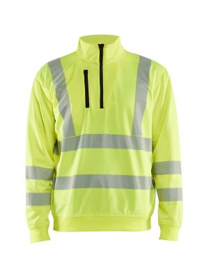 Blåkläder 3564 High Vis Work Sweater Half Zip 3300 Yellow 71workx Front