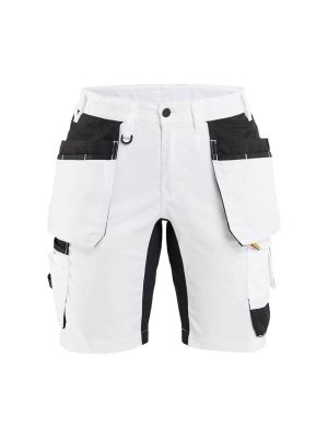 Blåkläder 7233 Women's Painter Shorts Stretch Holster Pocket 71workx White Black 1099 front