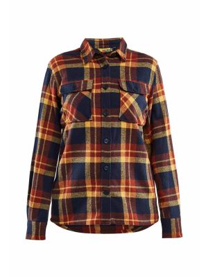 Blåkläder Work Shirt Flannel Women 321811685986 Burnt Red Dark Navy 71workx front