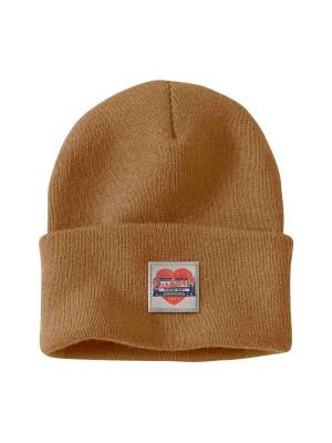 Carhartt 107409 Women Beanie Hearth Logo Patch 107409BRN 71workx Front