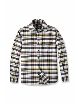 Carhartt Flannel Plaid Shirt Stretch 106352 Malt W03 71workx front Carhartt Flannel Plaid Shirt Stretch 106352 Malt W03 71workx front
