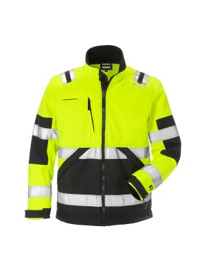 Fristads High-Vis Work Jacket Softshell Class 2 4083 WYH 71workx yellow black 125024-196 front