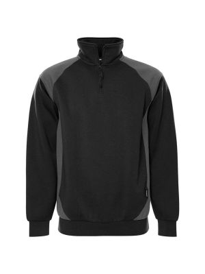 Fristads Sweatshirt Half Zip 7048 GSM 71workx Black grey 300511-996 front Fristads Sweatshirt Half Zip 7048 GSM 71workx Black grey 300511-996 front