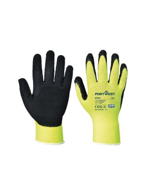 Portwest A340 Gloves Hi-Vis Grip Latex Yellow 71workx Both Sides