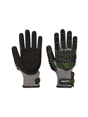 Portwest A755 Gloves Nitrile Foam Impact Black/Green 71workx Both Sides
