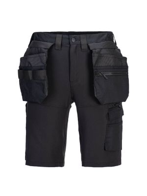 Portwest DX451 DX4 Work Shorts With Holster Pocket Black 71workx front