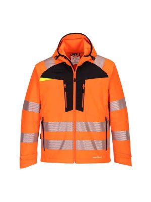 Portwest DX475 Hi-Vis Softshell Work Jacket DX4 DX475 Orange/Black 71workx Front Portwest DX475 Hi-Vis Softshell Work Jacket DX4 DX475 Orange/Black 71workx Front