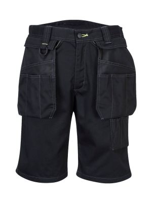 Portwest PW345 PW3 Work Shorts With Holster Pockets Black 71workx front