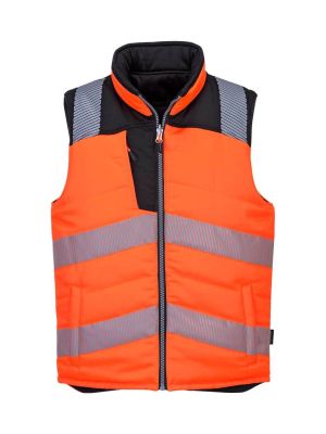 Portwest PW374 High Vis Bodywarmer 2 Side Wearable Orange Black 71workx front