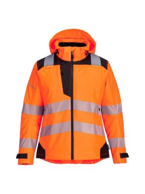 Portwest PW389 PW3 High Vis Rain Jacket Women Orange Black 71workx front