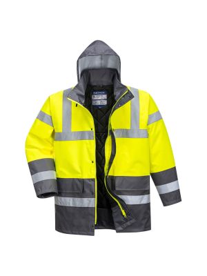 Portwest S466 High Vis Parka Yellow Grey 71workx front Portwest S466 High Vis Parka Yellow Grey 71workx front