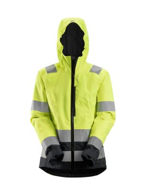 Snickers High-Vis Jacket Waterproof Shell Class 2/3 Women 1347 71workx yellow Black 6604 front
