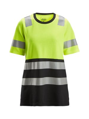 Snickers High-Vis Work T-shirt Class 1 Women 2573 71workx Yellow Black 6604 front