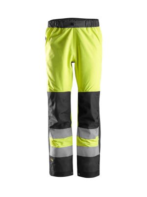 Snickers High-Vis Work Trouser Waterproof Shell Class 2 6530 71workx yellow Black 6604 front