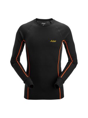 Snickers T-shirt Merino Baselayer Stay Warm Top 9480 Black Anthracite Melange 0498 71workx front